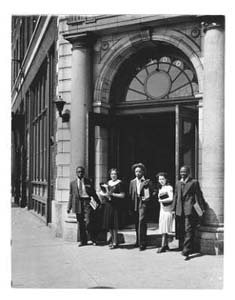 Law School: Students at the Entrance to Lincoln's Law School