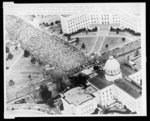 Estimated 30,000 civil rights marchers fill the street in front of Alabama state capitol