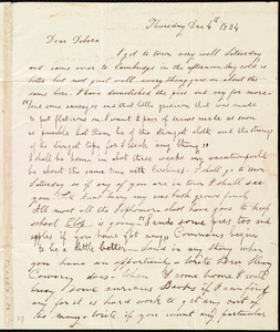 Letter from Hervey Eliphaz Weston, [Cambridge, Mass.], to Deborah Weston, Thursday, Dec. 4th, 1834