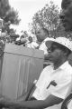 Martin Luther King, Jr., addressing an audience in front of the state capitol in Jackson, Mississippi, at the end of the "March Against Fear" begun by James Meredith.