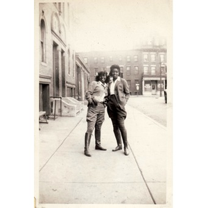 "Winnie" Platt and "Winnie" Irish pose on Haskins Street