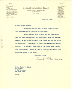 Thumbnail for Letter from General Education Board to W. E. B. Du Bois