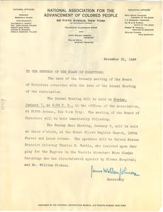 Circular letter from the NAACP to W. E. B. Du Bois