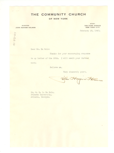 Letter from John Haynes Holmes