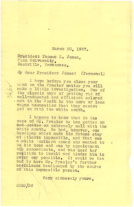 Letter from W. E. B. Du Bois to Thomas E. Jones