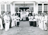 Bishop Jeanmard and Parish at Dedication of St. John Vianney Chapel, Mouton Switch, Louisiana, 1942