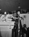 Martin Luther King Jr. speaking at the annual Men's Day celebration at New Pilgrim Baptist Church in Birmingham, Alabama.