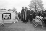 Benjamin Mays and Ralph Abernathy at the grave site of Martin Luther King, Jr., at South View Cemetery.