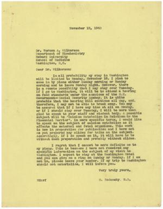 Correspondence between Meyer Bodansky and Vernon A. Wilkerson - November 1940