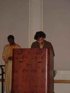 Student behind podium at BHM banquet 2006