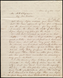 Thumbnail for Letter from Paulina Wright Davis, Utica, [NY], to Maria Weston Chapman, Aug. 29, 1843