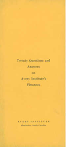 Booklet on Avery Institute's finances.