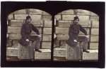 [Captain James William Forsyth, Provost Marshall of 18th Regular Army Infantry Regiment, sitting atop a crate of hardtack at Aquia Creek Landing, Virginia]