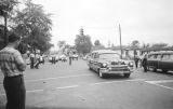 Hearses driving toward 16th Street Baptist Church in Birmingham, Alabama, to carry away the victims of the bombing.