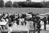 State troopers confronting demonstrators who had marched from Decatur to Cullman, Alabama, to protest the upcoming trial of Tommy Lee Hines.