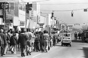 United Klans of America march through downtown Gadsden, Alabama.