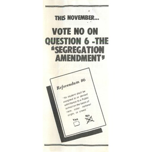 Thumbnail for This November...Vote no on question 6 - the 'segregation amendment'.