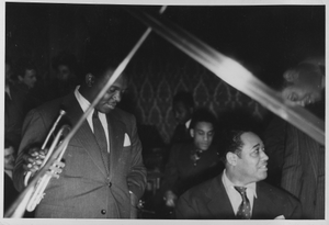 Duke Ellington, unidentified trumpet player, and Chick Webb: photograph