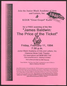 Flyer: James Baldwin: The Price of the Ticket