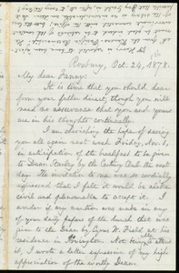 Letter from William Lloyd Garrison, Roxbury, [Mass.], to Fanny Garrison Villard, Oct. 24, 1878