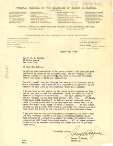 Letter from Federal Council of the Churches of Christ in America to W. E. B. Du Bois