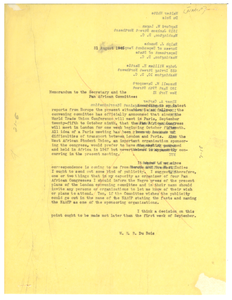 Memorandum from W. E. B. Du Bois to Sub-Committee of the Committee on the Pan African Congress