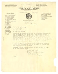 Letter from Jesse O. Thomas to W. E. B. Du Bois