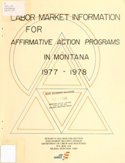 Thumbnail for Labor market information for affirmative action programs in Montana, 1977-1978, 1977-78