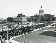 Procession passes in front of State Capitol in remembrance of Dr. Martin Luther King Jr., 1968
