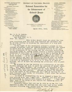 Letter from William Pickens to W. E. B. Du Bois