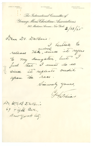 Letter from C. H. Tobias to W. E. B. Du Bois