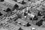 Aerial view of civil rights activists at Brown Chapel AME Church and in the George Washington Carver Homes neighborhood of Selma, Alabama.