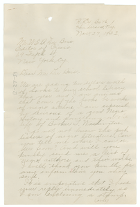 Letter from Mrs. P. F. Taylor to W. E. B. Du Bois