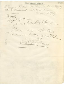 Letter from William Pickens to W. E. B. Du Bois