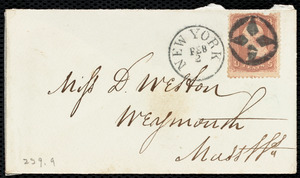 Letter from Richard Warren Weston, 64 South St[reet], [New York], to Deborah Weston, Feb'y 2, 1865