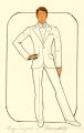 Thumbnail for Costume design drawing, performer in a white tuxedo, Las Vegas, June 5, 1980