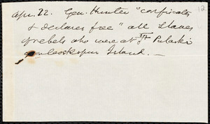 Fragment, April 22, [1862?]