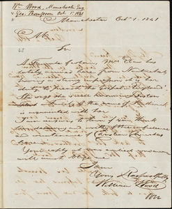 Letter from William Wood, Manchester, Eng[land], to Amos Augustus Phelps, 1841 Oct[ober] 1