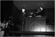 Martin Luther King, Sr., speaking to an audience at Holt Street Baptist Church in Montgomery, Alabama.