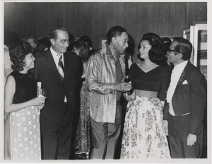 Duke Ellington with Ambassador and Mrs. Henry Byroads: black-and-white photoprint.