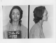 Mississippi State Sovereignty Commission photograph of Lucretia Collins following her arrest for her participation in the Freedom Rides, Jackson, Mississippi, 1961 May 25