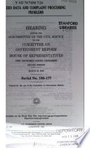 EEO data and complaint processing problems : hearing before the Subcommittee on the Civil Service of the Committee on Government Reform, House of Representatives, One Hundred Sixth Congress, second session, March 29, 2000