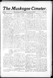 The Muskogee Cimeter. (Muskogee, Indian Terr.), Vol. 6, No. 18, Ed. 1, Thursday, February 9, 1905 The Cimeter