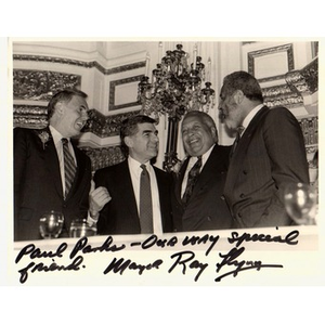 Raymond Flynn, Governor Michael Dukakis, Paul Parks, and Flash Wiley