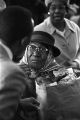 Elderly woman receiving a bag of food from the Alabama Action Committee at Bell Street Baptist Church in Montgomery, Alabama.