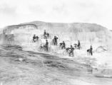 Bicyclists' group on Minerva Terrace, James A. Moss, Ft. Missoula, Montana, YNP.