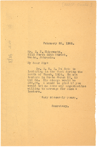 Letter from unidentified correspondent to T. F. Mahammett