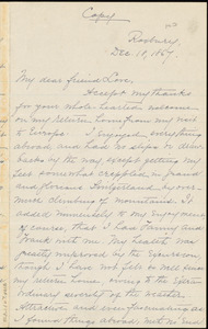 Copy of letter from William Lloyd Garrison, Roxbury, [Mass.], to Alfred Harry Love, Dec. 18, 1867