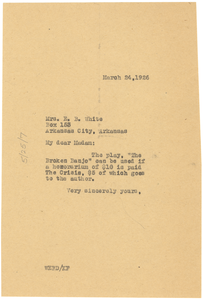 Letter from W. E. B. Du Bois to Mrs. E. B.White