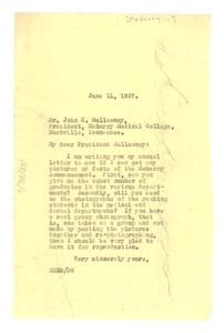 Letter from W. E. B. Du Bois to Meharry Medical College